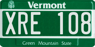 VT license plate XRE108