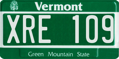VT license plate XRE109