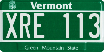 VT license plate XRE113
