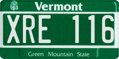 VT license plate XRE116