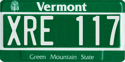 VT license plate XRE117