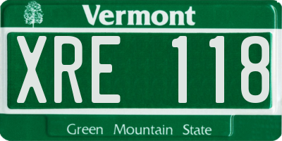 VT license plate XRE118