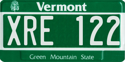 VT license plate XRE122