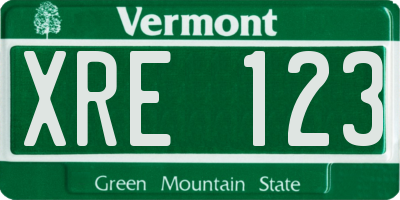 VT license plate XRE123