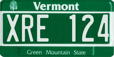 VT license plate XRE124
