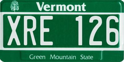 VT license plate XRE126