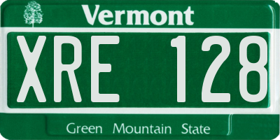 VT license plate XRE128
