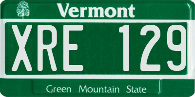 VT license plate XRE129