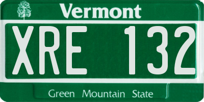 VT license plate XRE132