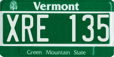VT license plate XRE135