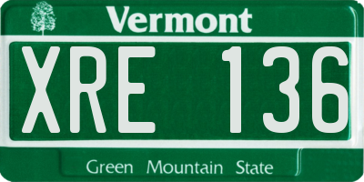 VT license plate XRE136