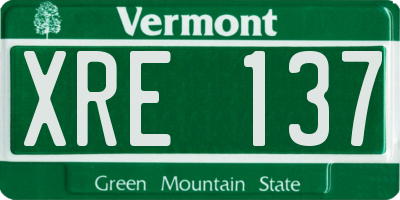 VT license plate XRE137