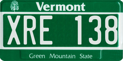 VT license plate XRE138
