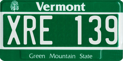 VT license plate XRE139