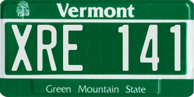 VT license plate XRE141