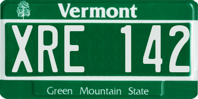 VT license plate XRE142