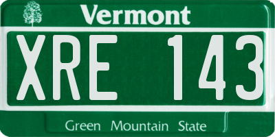 VT license plate XRE143