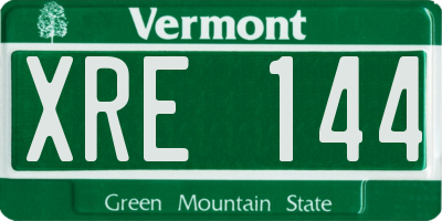 VT license plate XRE144