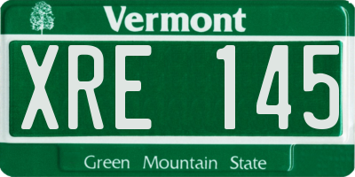 VT license plate XRE145