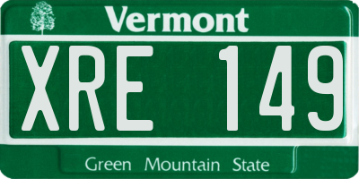 VT license plate XRE149