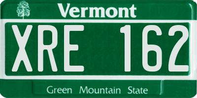 VT license plate XRE162