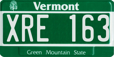 VT license plate XRE163