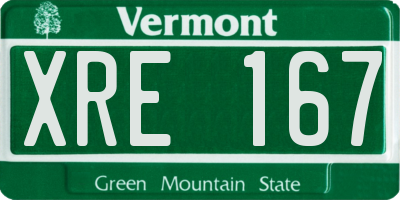 VT license plate XRE167