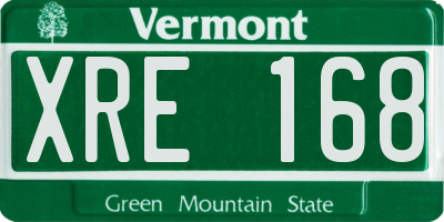 VT license plate XRE168