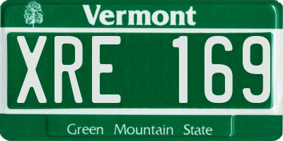 VT license plate XRE169