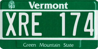 VT license plate XRE174