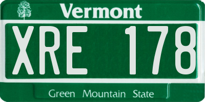 VT license plate XRE178