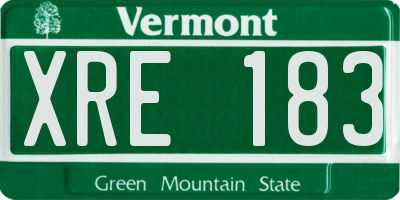 VT license plate XRE183