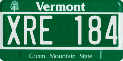 VT license plate XRE184