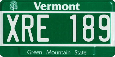 VT license plate XRE189