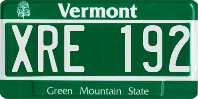 VT license plate XRE192