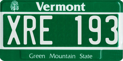 VT license plate XRE193