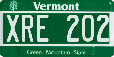 VT license plate XRE202