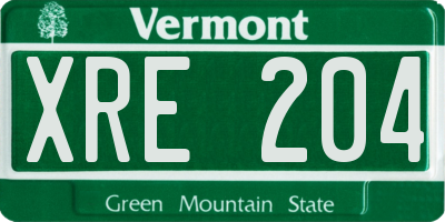 VT license plate XRE204