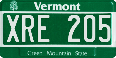 VT license plate XRE205