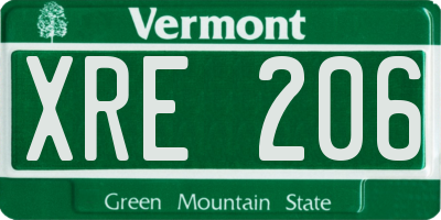 VT license plate XRE206