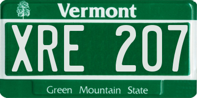 VT license plate XRE207