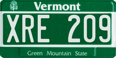 VT license plate XRE209