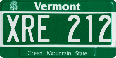 VT license plate XRE212