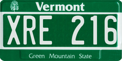 VT license plate XRE216