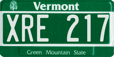 VT license plate XRE217