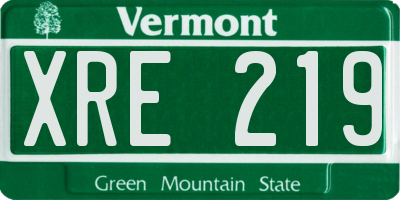 VT license plate XRE219