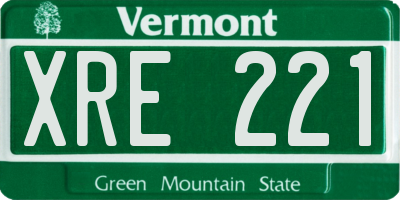 VT license plate XRE221