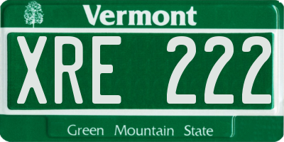 VT license plate XRE222