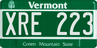 VT license plate XRE223