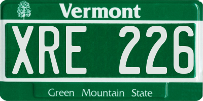 VT license plate XRE226